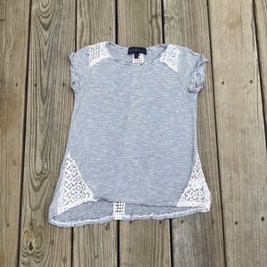 Black and white striped t-shirt with design